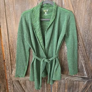 Mountain Hardwear Sweater Women's Size XSmall‎ Green Belted Cardigan Wool Blend